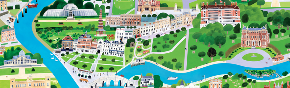 illustration London richmond park print design landmarks travel map
