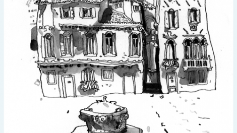 Exhibition work, pen and ink - Venice Buildings